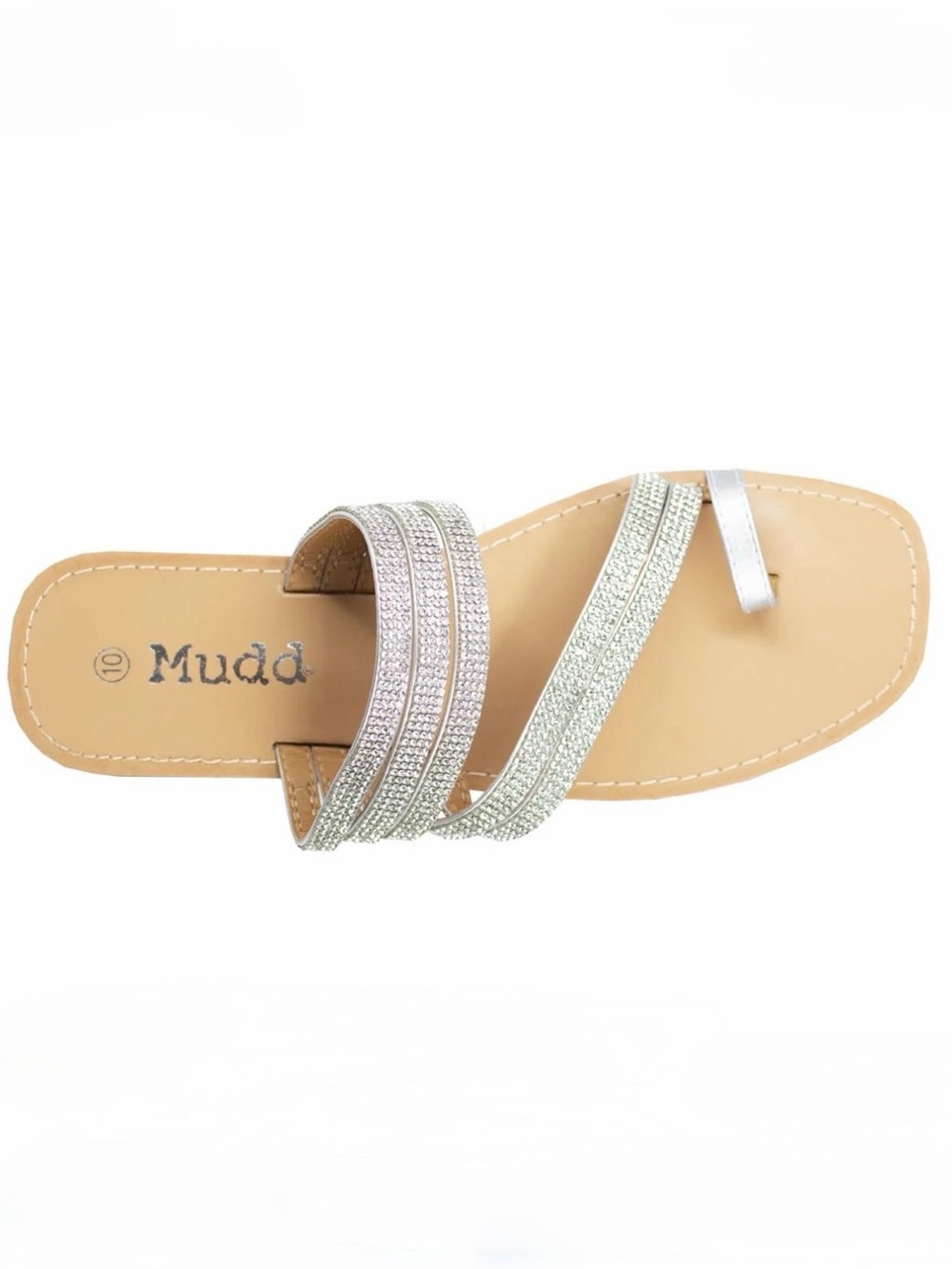 Mudd Rhinestone Embellished Strappy Flat Sandals Size 8 NWT